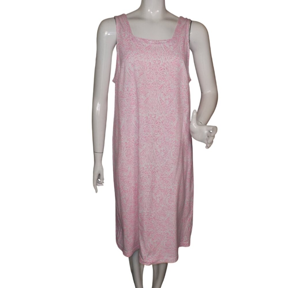 FRESH PRODUCE Tank Dress, XL, White/Pink Line art, Jersey, Summery